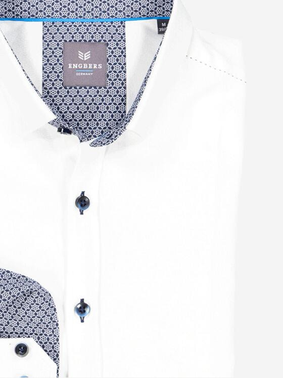 ENGBERS GERMANY Herren Langarm-Hemd dezent glänzend Reinweiss 36713