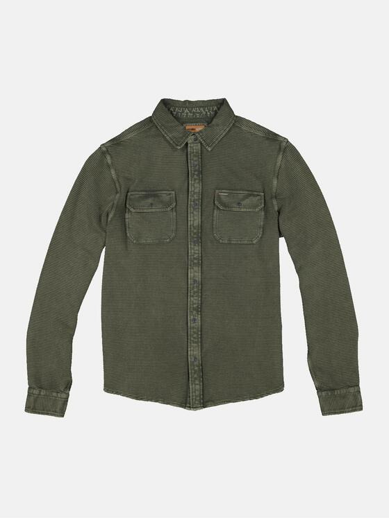 emilio adani Herren Langarm-Shirt mit Polokragen Grün 33732