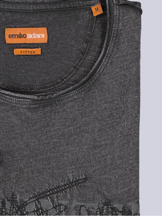 emilio adani Herren T-Shirt uni Schwarz 39308
