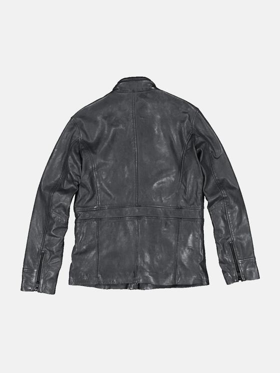 emilio adani Herren Lederjacke slim fit Grau 34221