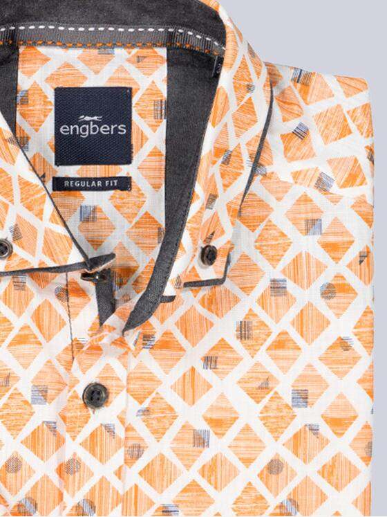 engbers Herren Kurzarm-Hemd gemustert Orange 37100