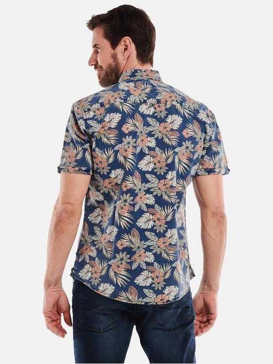 engbers Herren Kurzarm-Hemd gemustert Indigoblau 34764