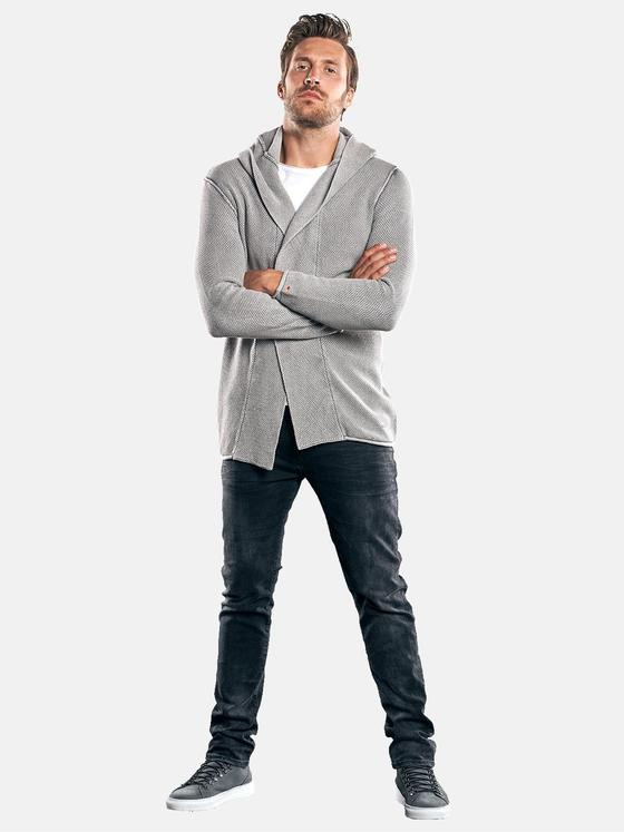 emilio adani Herren Lässige Strickjacke mit Kapuze Grau 30052