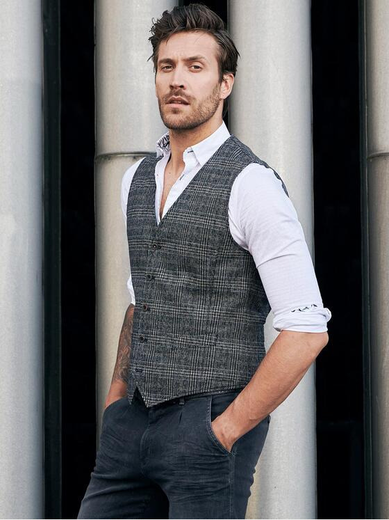 emilio adani Herren Sakkoweste mit modischem Karo-Muster Braun 29983