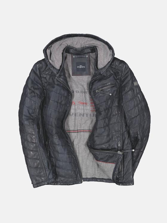 engbers Herren Lederjacke gesteppt Saphirblau 33549
