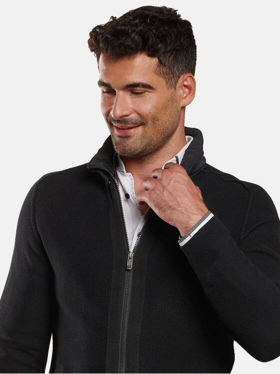 engbers Herren Cardigan mit herausnehmbarer Kapuze Schwarz 32385