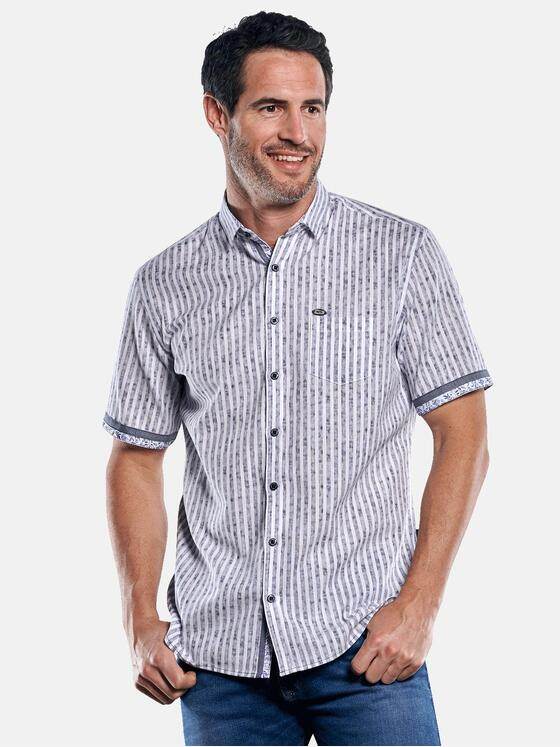 engbers Herren Gestreiftes Kurzarmhemd mit Kontrastdetails Blau 29892