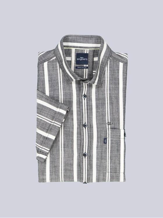 engbers Herren Kurzarm-Hemd gestreift Schwarz 38513