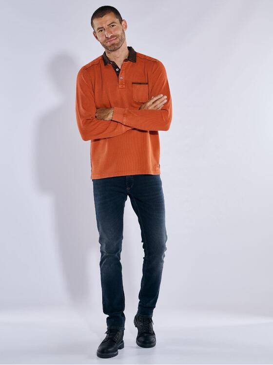engbers Herren Langarm-Shirt mit Polo-Kragen Orange 37734