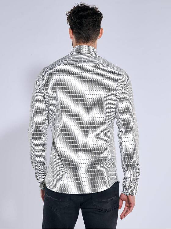 emilio adani Herren Langarm-Hemd gemustert Naturweiss 39206