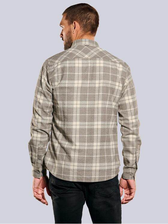 emilio adani Herren Langarm-Hemd kariert Beige 35184