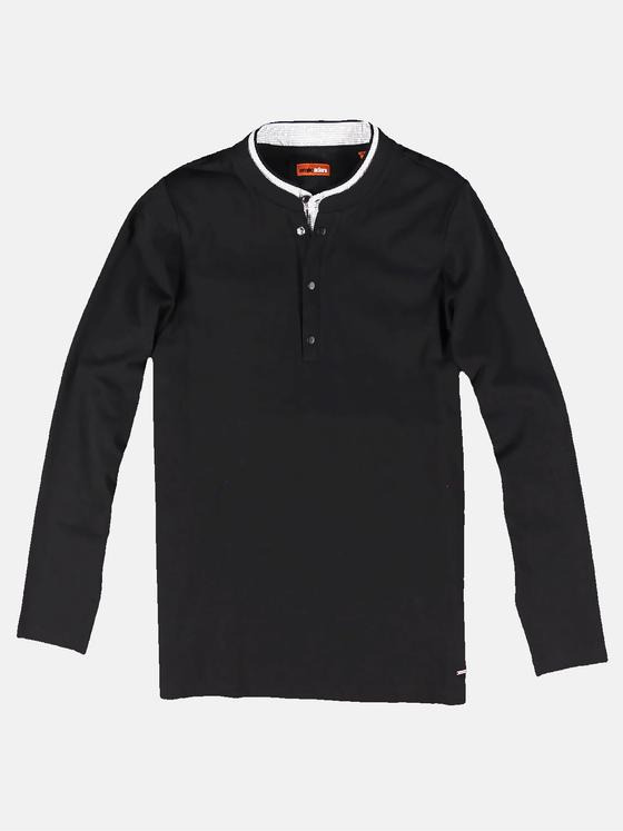 emilio adani Herren Langarmshirt im Lagenlook Schwarz 30955