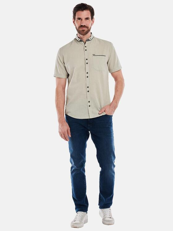 engbers Herren Kurzarm-Hemd mit Leinenanteil Sand 35135