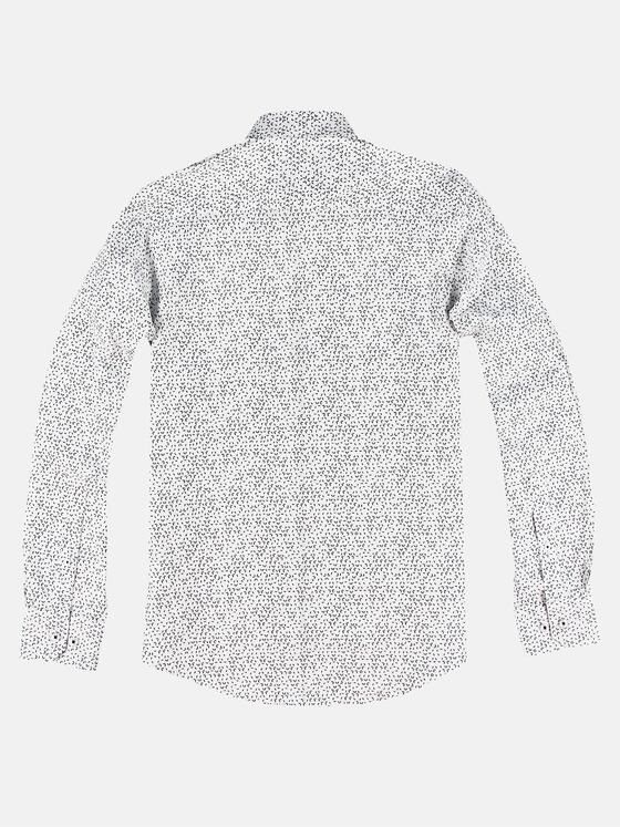 emilio adani Herren Langarmhemd mit Print Weiß 30328