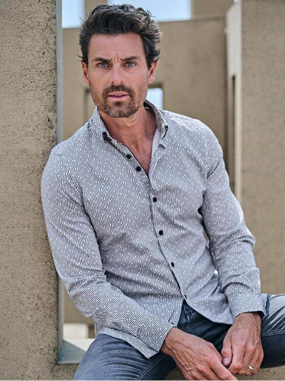 ENGBERS GERMANY Herren Langarm-Hemd in Satin-Warenqualität Schwarz 39190