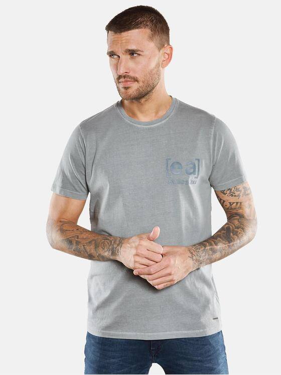 emilio adani Herren T-Shirt Rundhals mit Print Grau 33417
