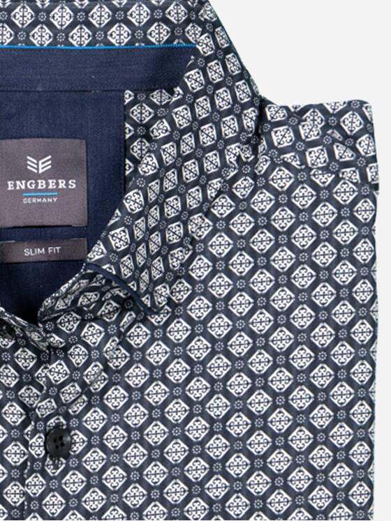 ENGBERS GERMANY Herren Langarm-Hemd in Satin-Warenqualität Schwarz 37445