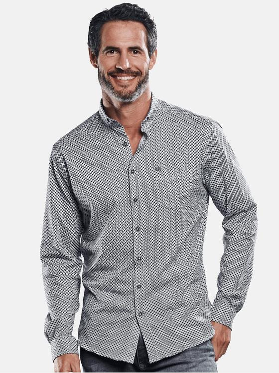 engbers Herren Langarm-Hemd mit All-Over-Print Saphirblau 31682
