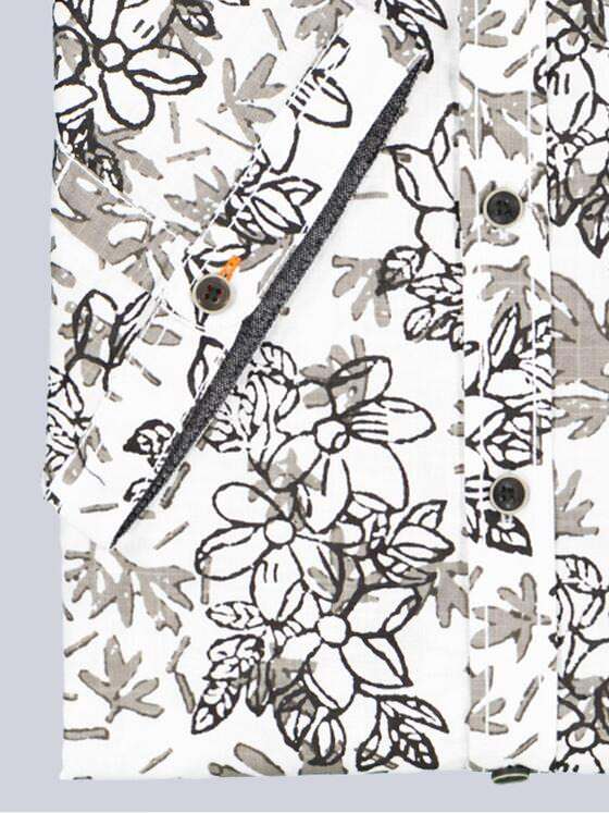 engbers Herren Kurzarm-Hemd gemustert Hellgrau 38777