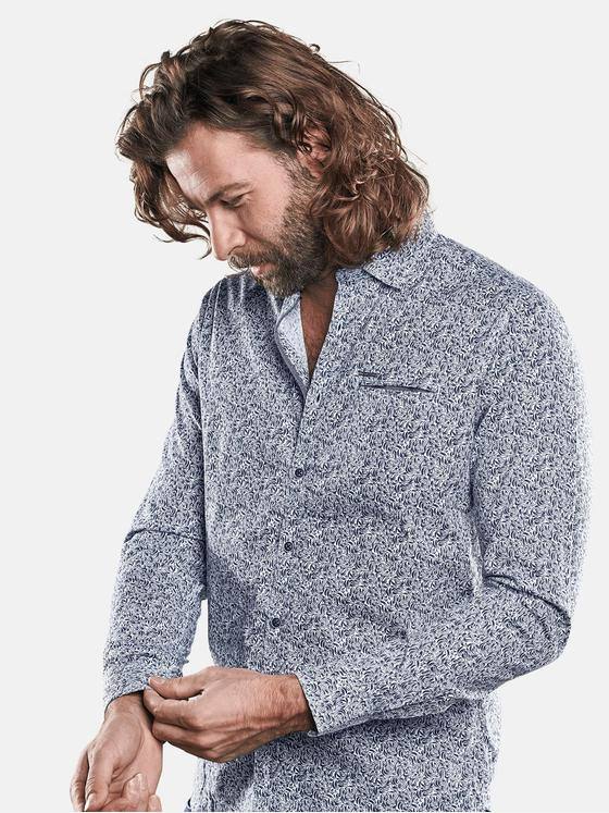 emilio adani Herren Print-Hemd aus Comfort-Stretch Blau 29503