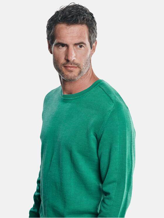 engbers Herren Sportiver Baumwollpullover mit modischem Rundhalsausschnitt Grasgruen 30432