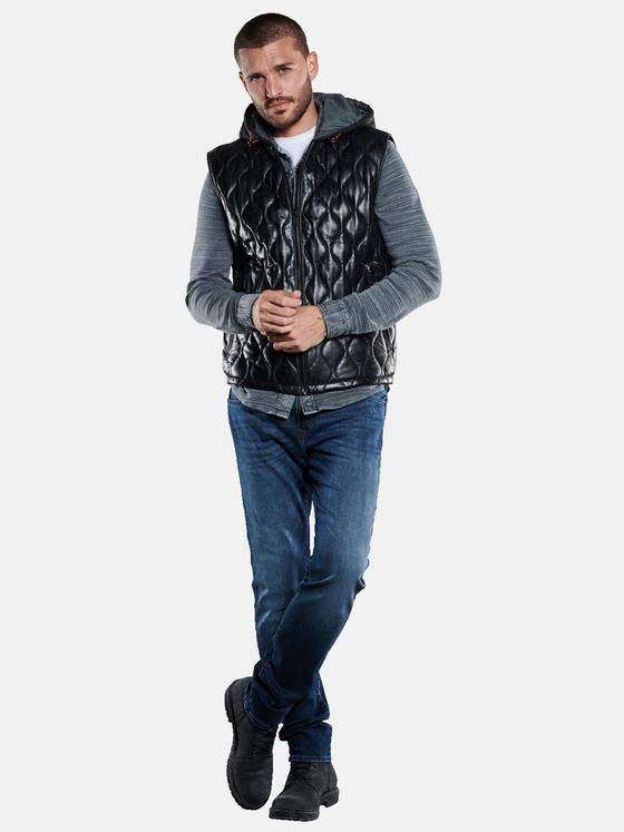 emilio adani Herren Lederweste Schwarz 33316