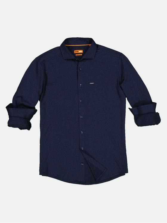 emilio adani Herren Langarm-Hemd in Jersey-Qualität Blau 32884