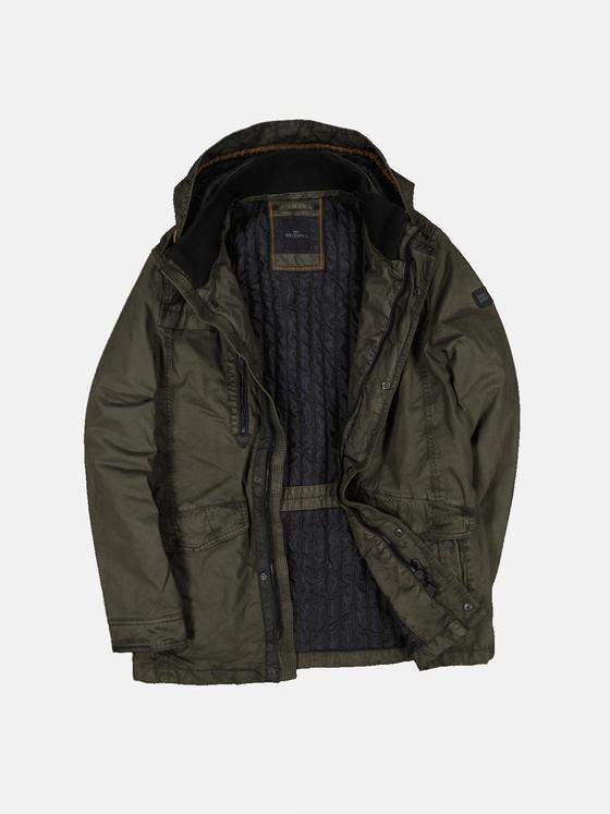 engbers Herren Baumwoll-Jacke mit abnehmbarer Kapuze Oliv 33563