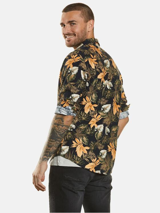 emilio adani Herren Langarm-Hemd gemustert Orange 34447