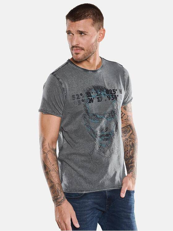 emilio adani Herren T-Shirt mit Print Türkis 33419