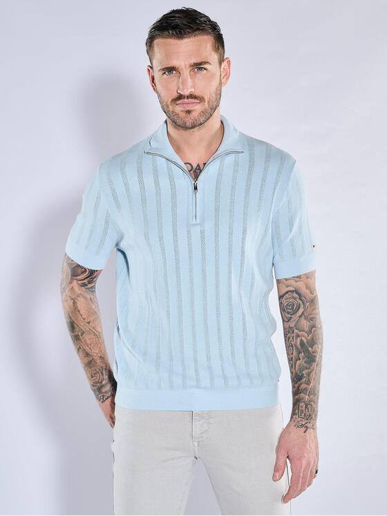 emilio adani  Herren T-Shirt mit Zipper Hellblau 38707