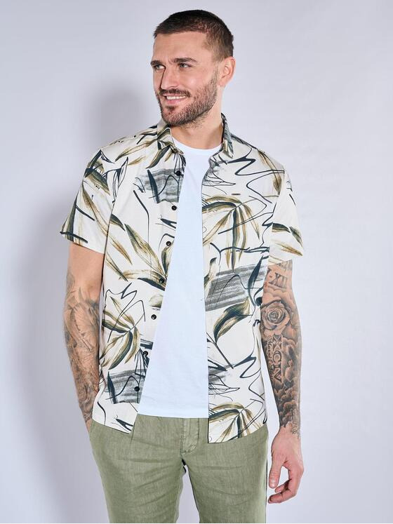 emilio adani Herren Kurzarm-Hemd slim fit Grün 36969