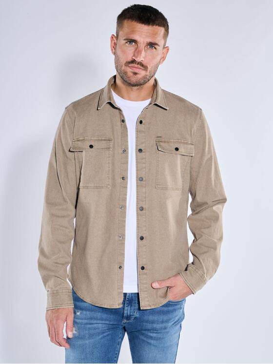 emilio adani Herren Overshirt uni Beige 39203