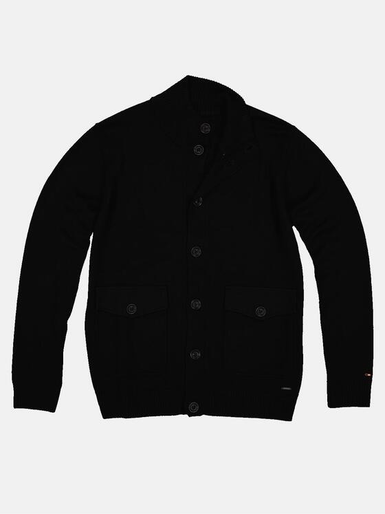 emilio adani Herren Strickjacke aus Merino-Wolle Schwarz 32457