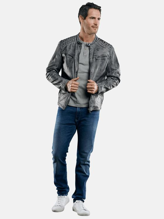 engbers Herren Rustikale Lederjacke Dunkelgrau 29089
