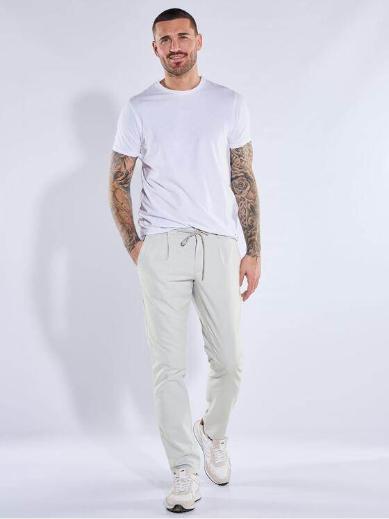 emilio adani Herren Chino-Hose mit Tunnelzug Hellgrau 40351