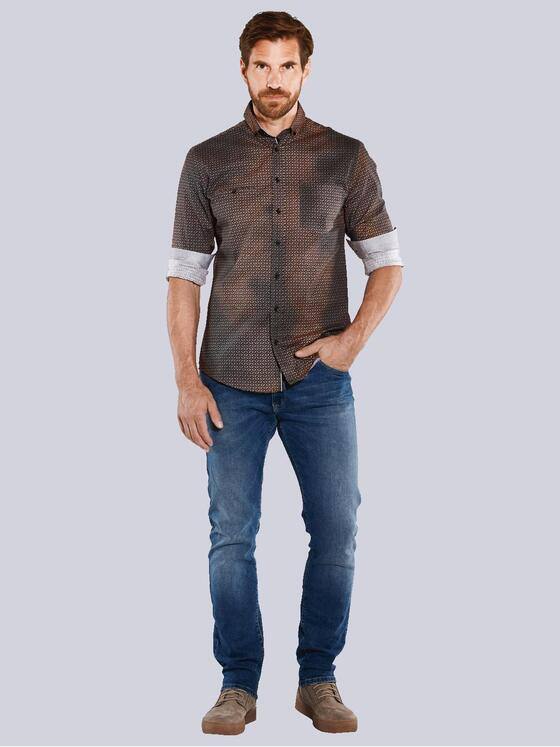 engbers Herren Langarm-Hemd gemustert Orange 35523