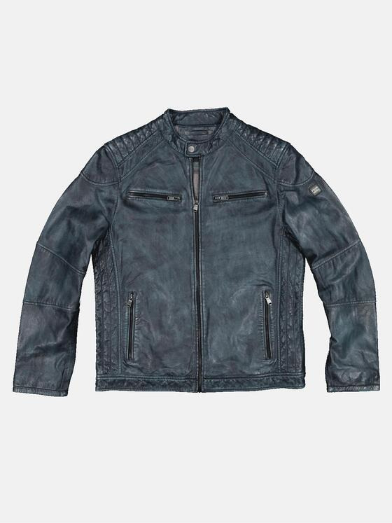engbers Herren Lederjacke mit Steppelementen Petrolblau 32590