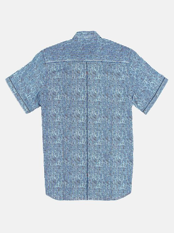 engbers Herren Kurzarmhemd aus Leinen Indigoblau 31302