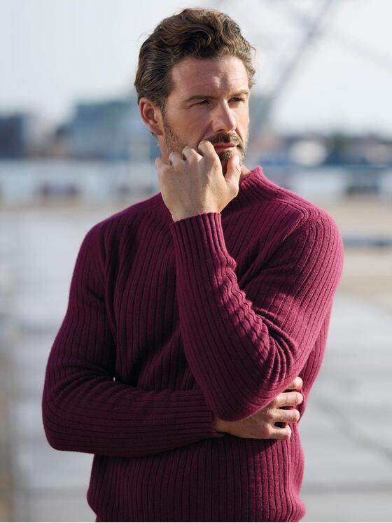 emilio adani Herren Strickpullover mit Stehkragen Magenta 39718