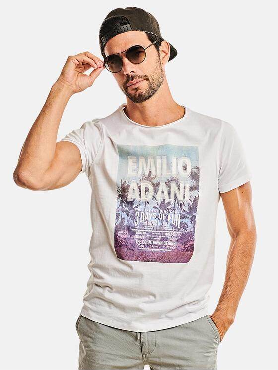 emilio adani Herren Rundhals T-Shirt Weiß 25705