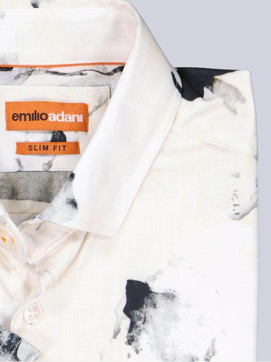 emilio adani Herren Jersey-Kurzarmhemd mit Print Beige 40731