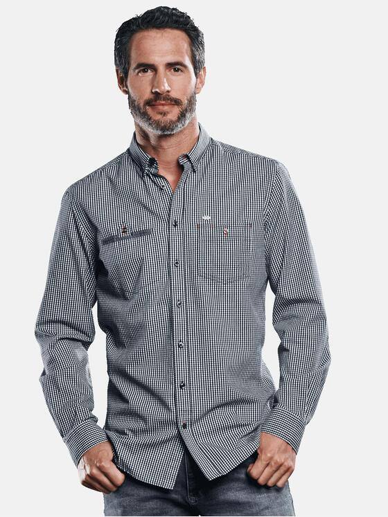 engbers Herren Langarmhemd im Vichykaro-Design. Hellblau 30824