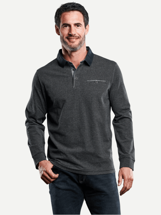engbers Herren Poloshirt langarm Blau 28837