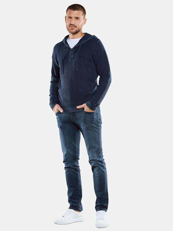 emilio adani Herren Strickpullover mit Kapuze Blau 33385