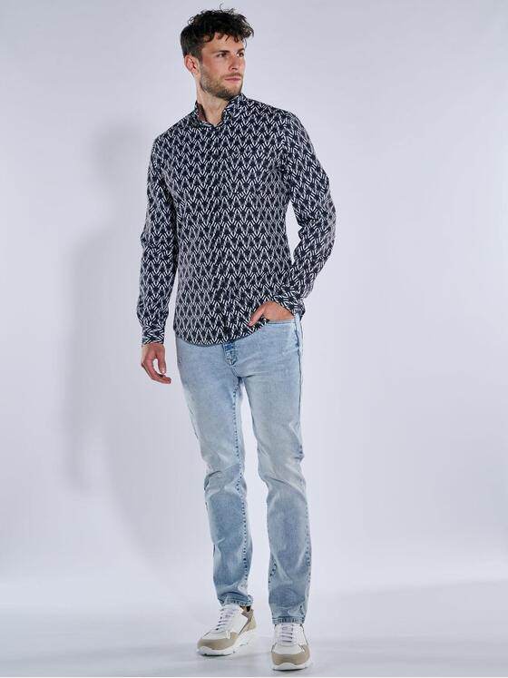 emilio adani Herren Langarm-Hemd gemustert Blau 39160