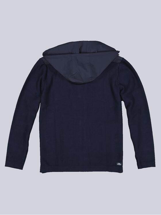 engbers Herren Strickjacke mit Nylon-Kapuze Blau 33512