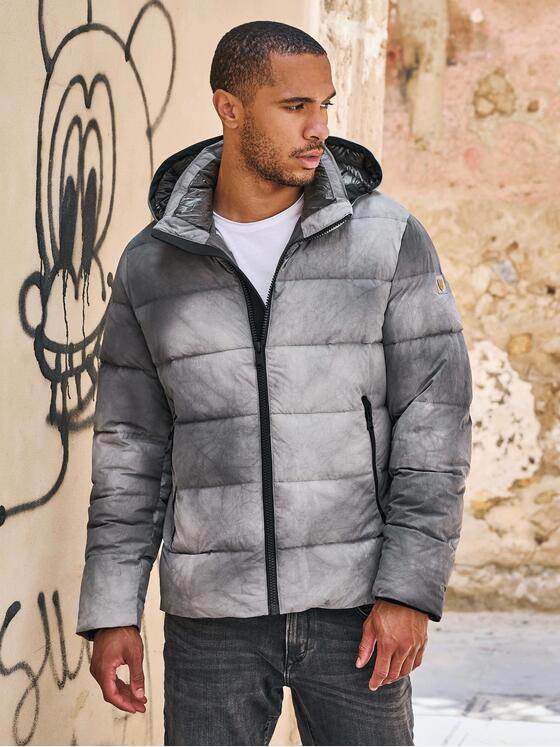 emilio adani Herren Steppjacke mit Kapuze Grau 35426
