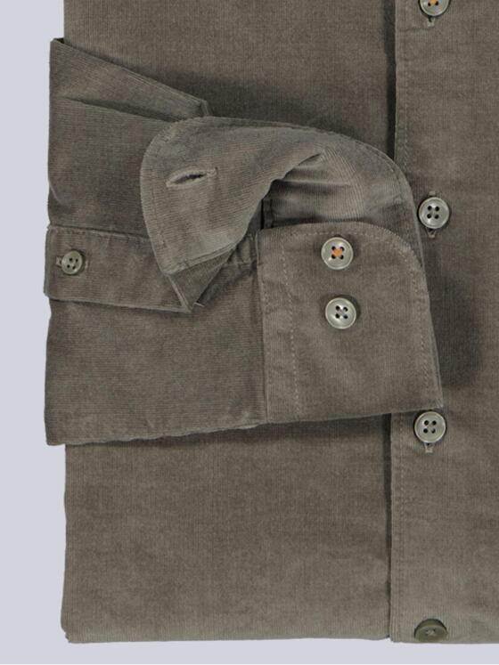 emilio adani Herren Langarm-Hemd aus Babycord Oliv 39483