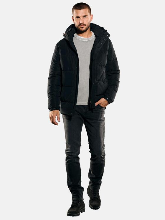 emilio adani Herren Steppjacke mit Kapuze Schwarz 35509